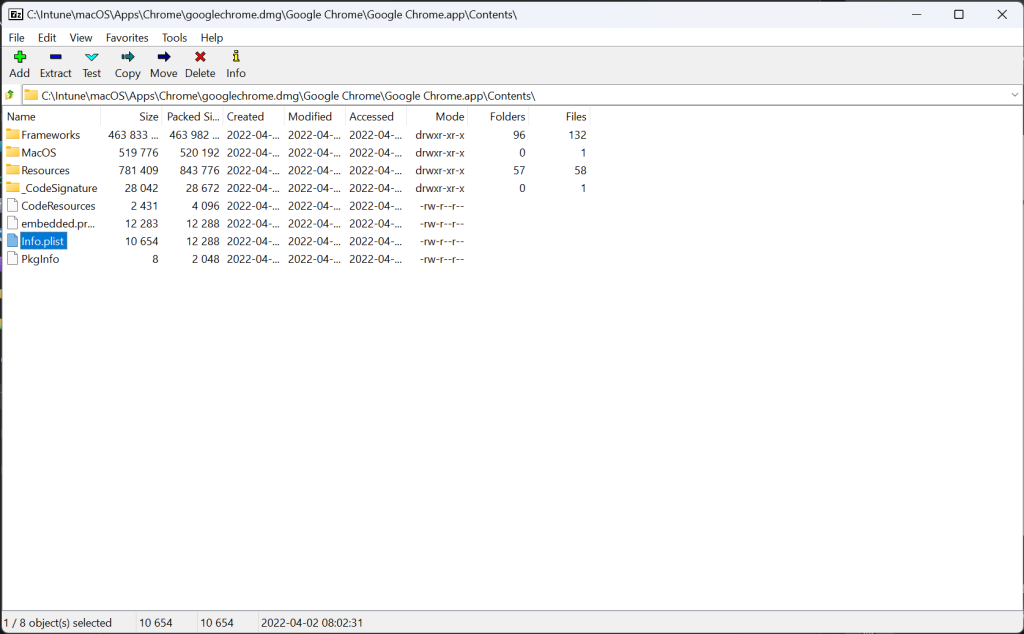 Extract Info.plist from DMG using 7-Zip
